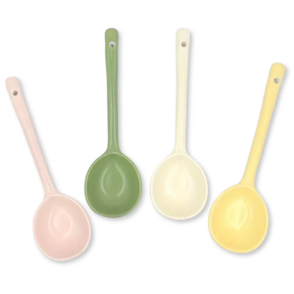 Cuchara de Cerámica Estilo Japonés con Mango Largo