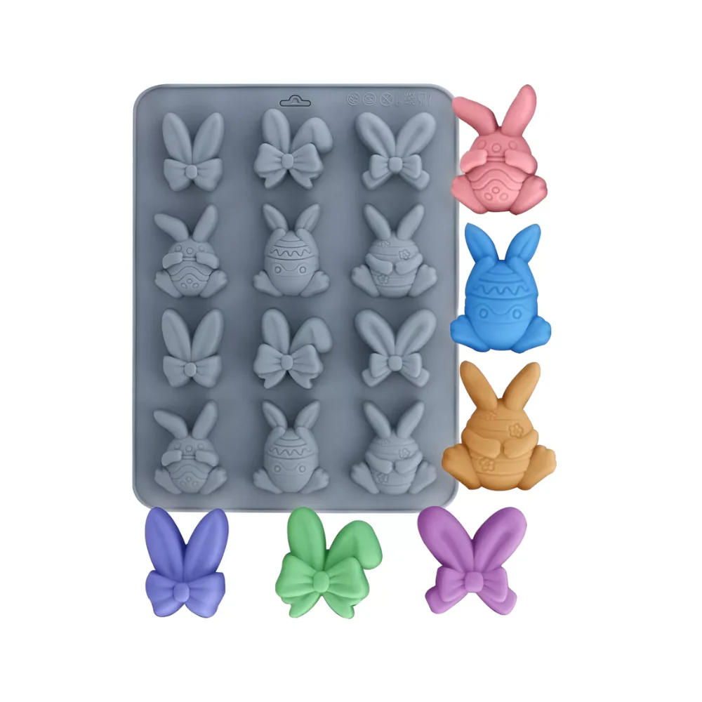 Molde 12 Conejitos con Huevos de Pascua