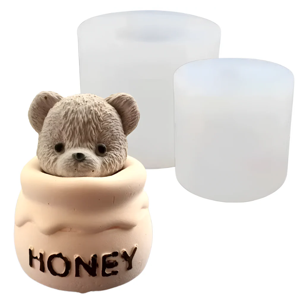 Molde Oso de Peluche en Tarro de Miel 3D Molde de Silicón