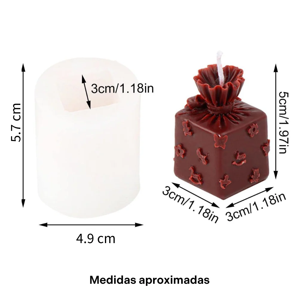 Molde para Vela Caja de Regalo con Moño y Dulces - Imagen 3