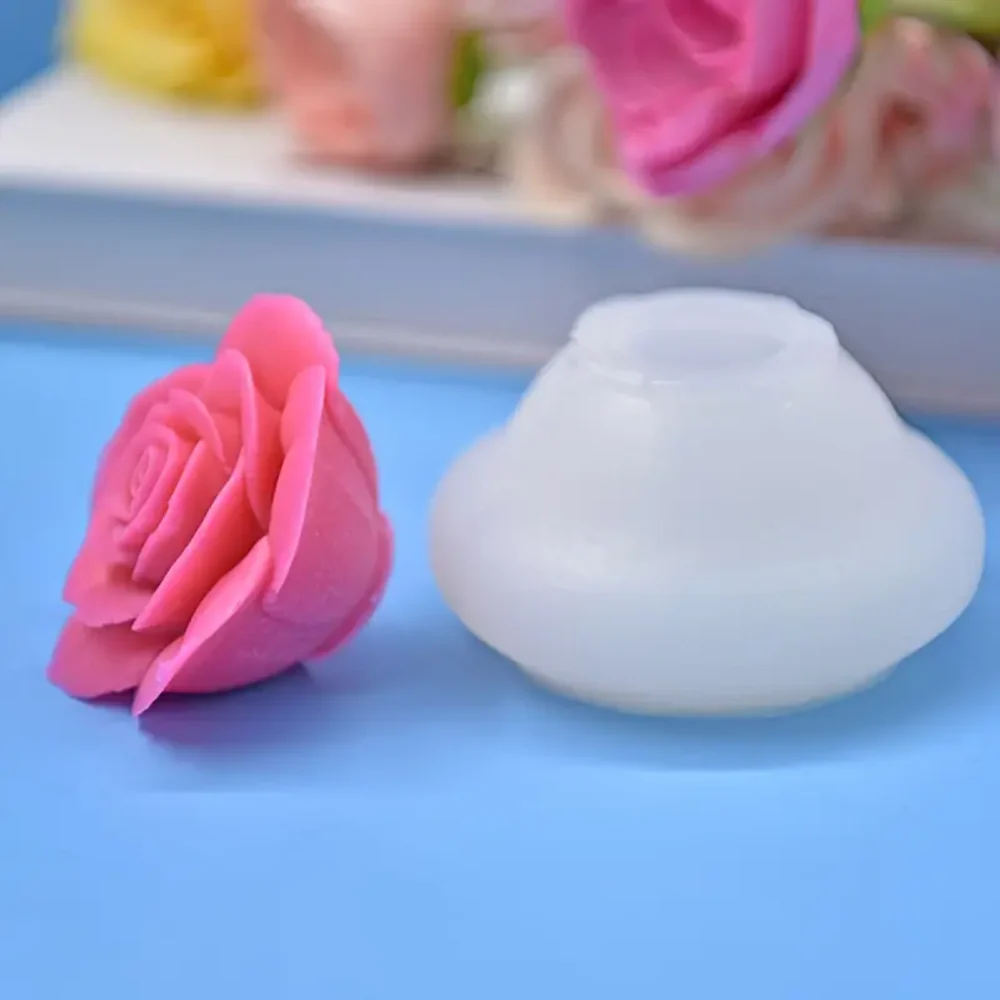 Molde 3D Rosa para Vela Molde de Silicón 8 cm - Imagen 3
