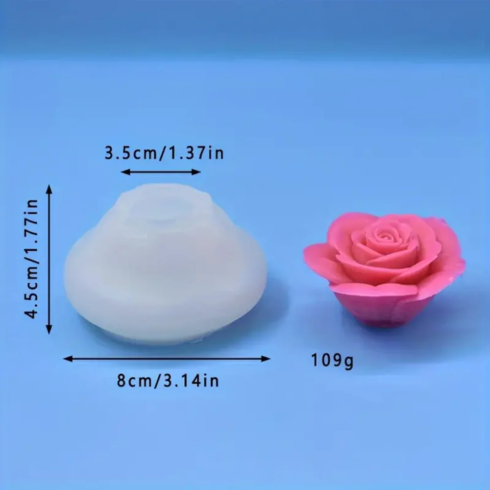 Molde 3D Rosa para Vela Molde de Silicón 8 cm - Imagen 4